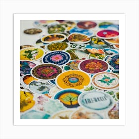 A Photo Of A Stack Of Stickers Art Print