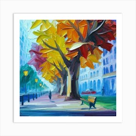 Autumn Tree In The Park oil painting abstract painting art Art Print