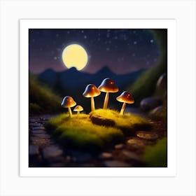 Glowing Mushrooms  Art Print