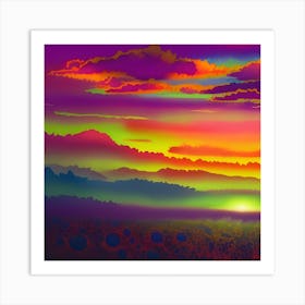 Sunset In The Mountains Art Print
