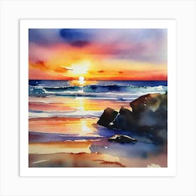 Sunset On The Beach 106 Art Print