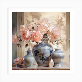 Peonies In Vases Art Print