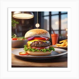 Burger On A Plate 148 Art Print