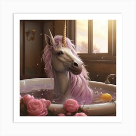 Pink Unicorn Bath Art Print