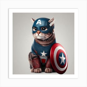 Captain America Avengers Cat Art Print