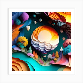 3d Paper Art 4 Art Print