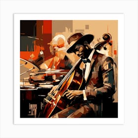 Jazz Musician Playing Cello Art Print