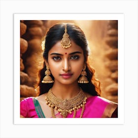 indian girl jewel ai illustration art 1 Art Print