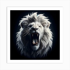 Portrait of white Lion Roaring Art Print