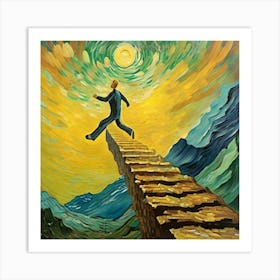 Man On A Ladder Art Print