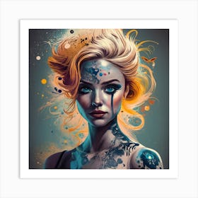 Girl With Tattoos Art Print