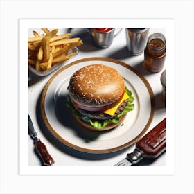 Burgers And Fries 6 Art Print