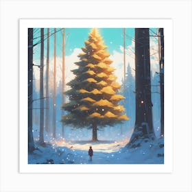 Christmas Tree In The Woods 1 Art Print