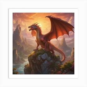 Dragon On A Rock 2 Art Print