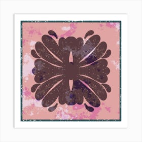 Grunge Flower Old Folk Art Tiles Art Print