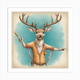 Deer With A Pencil Art Print