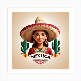 Mexican Girl In Sombrero 4 Art Print