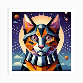 Tipsy Low Poly Cat Art Print