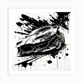 Black And White Car Painting Art Print