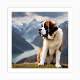 St Bernard Dog 16 Art Print