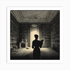 Lady In A Library Art Print