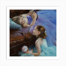 Two Girls Reading Art Print