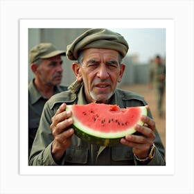 Iraqi Soldier Eating Watermelon Art Print