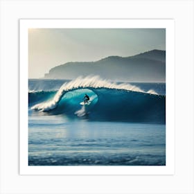 Surfer Riding A Wave Art Print