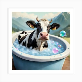 Cow In A Tub 1 Art Print