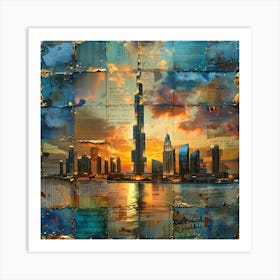 Dubai Skyline, collage Art Print