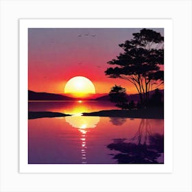 Sunset By The Lake 51 Art Print