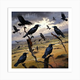 Crows In The Sky Art Print