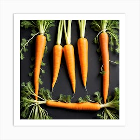 Carrots On A Black Background 3 Art Print