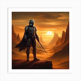 Din Djarin The Mandalorian Fantasy Landscape Star Wars Art Print Art Print