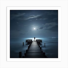 Pier At Night Art Print