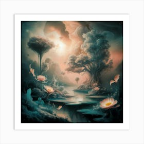 Lotus Pond Art Print