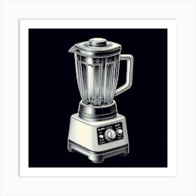 Black and White Blender Black Background Kitchen Art Print Art Print