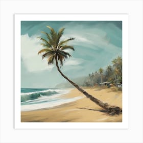 Palm Tree On The Beach 1 Art Print