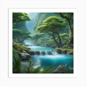 Waterfall In The Forest 4 Art Print