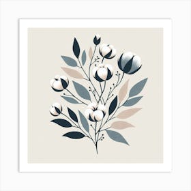 Cotton flowers branch Art Print