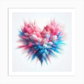 Heart Shaped Pink And Blue Powder Art Print