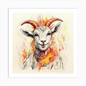 Goat In Flames 20 Art Print