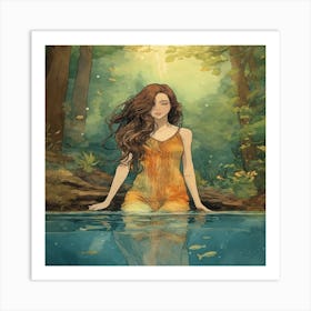 Girl In The Water Art Print