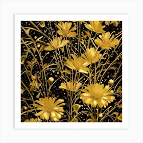 Golden Floral Art Print