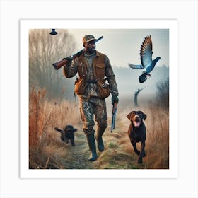 Hunter With Dogs 1 Art Print