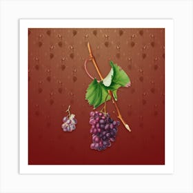 Vintage Grape Barbarossa Botanical on Falu Red Pattern n.2498 Art Print