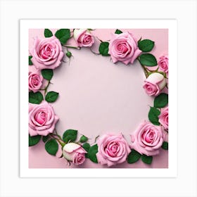 Pink Roses Frame 5 Art Print