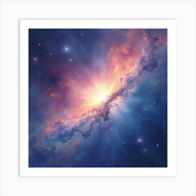 Radiant Watercolor Space Scene With Gentle Nebulae 1 Art Print