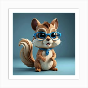 Cartoon Squirrel With Glasses 6 Art Print