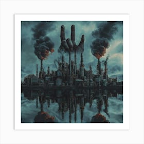 City With Smoke Art Print